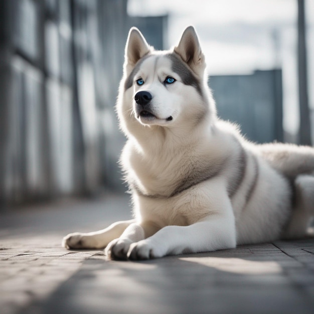 Un chien husky sibérien hyper réaliste au corps entier avec un fond blanc