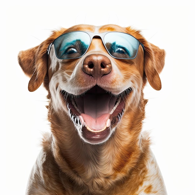 Chien d'illustration généré par ai portant des lunettes de soleil