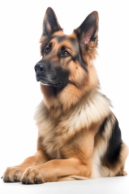 Chien isolé sur blanc ai génératif