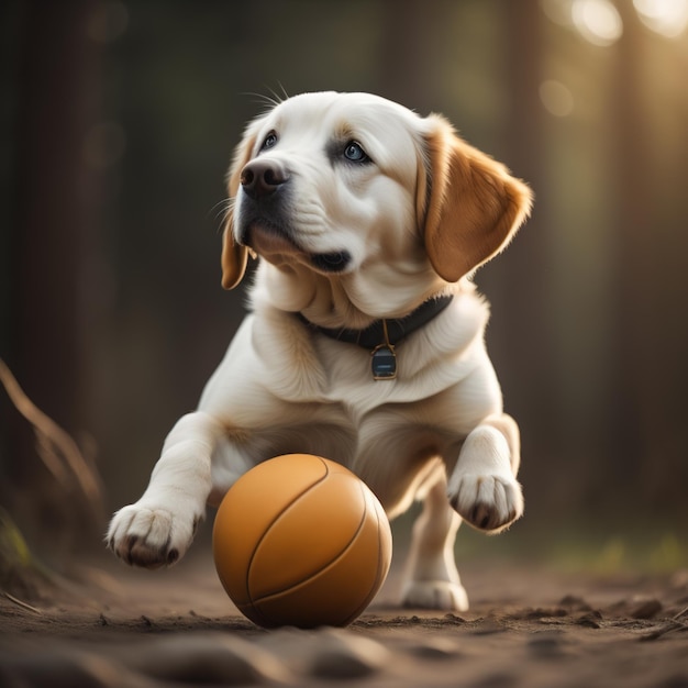 Chien jouant au ballon