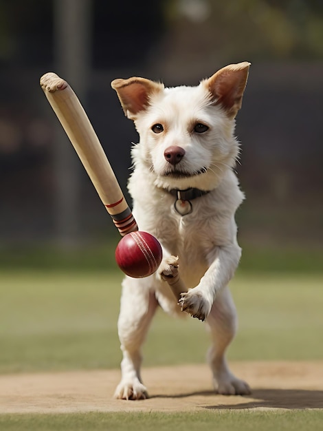 chien jouant au cricket image ai