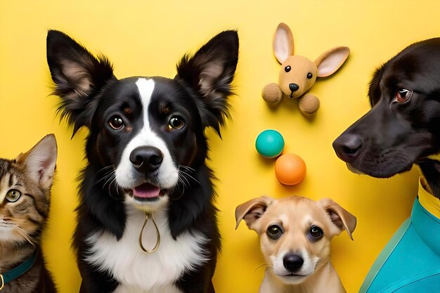 Un chien avec un jouet au milieu