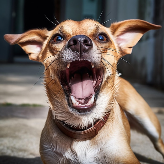 Un chien joyeux agitant sa queue de façon incontrôlable