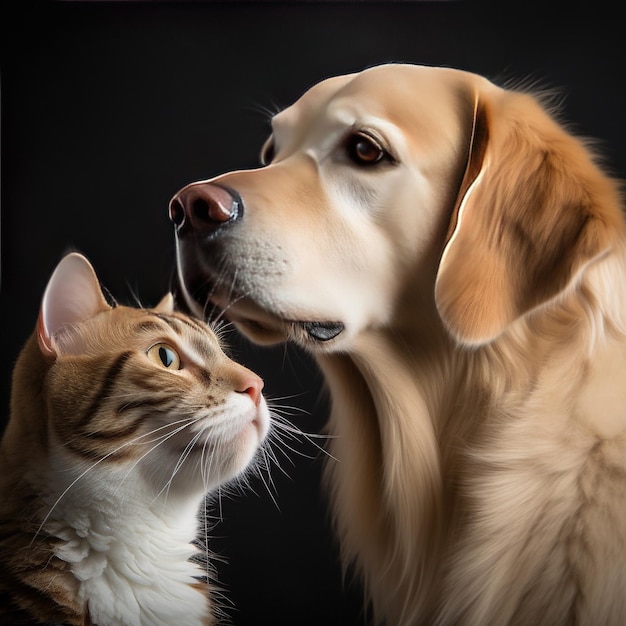 Un chien labrador et un chat