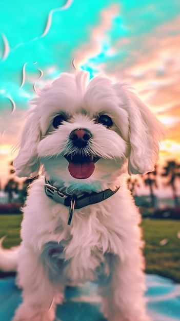 Un chien avec une langue rose qui traîne