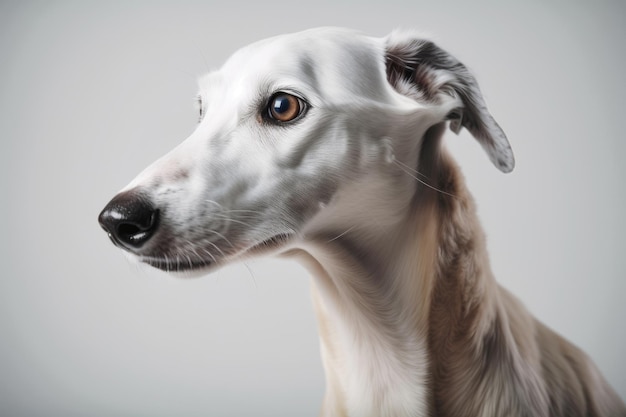 Chien lévrier sur fond blanc IA générative