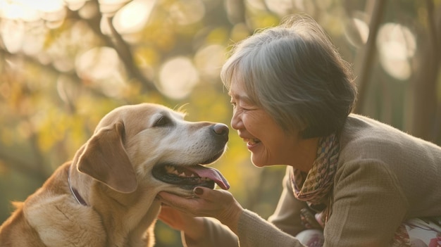 chien ludique et son propriétaire dans la nature pragma en plein air