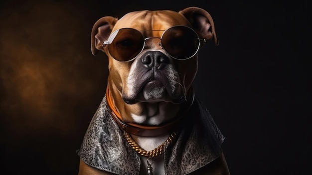 Un chien avec des lunettes de soleil se rend dans un salon de cigares AI générative