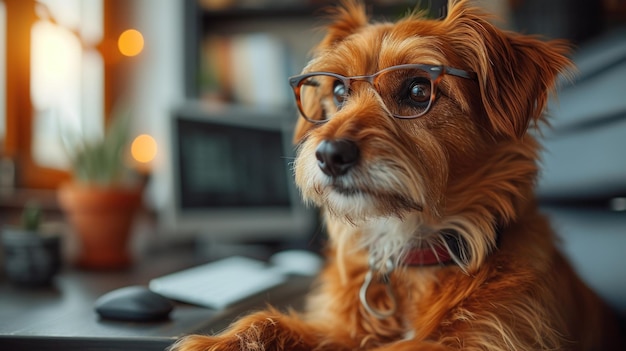 Un chien avec des lunettes