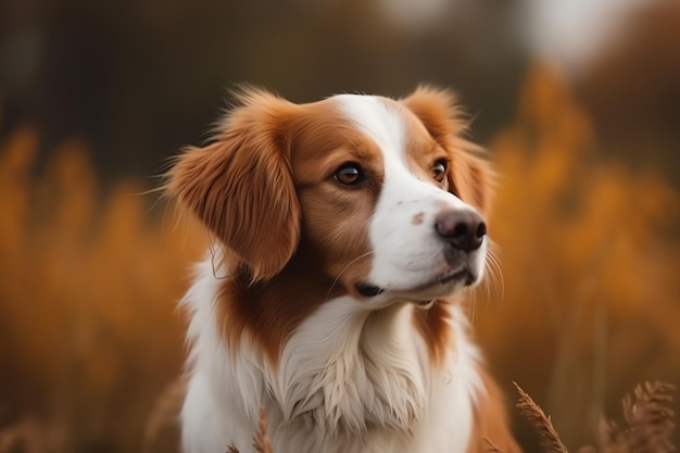 Un chien marron et blanc