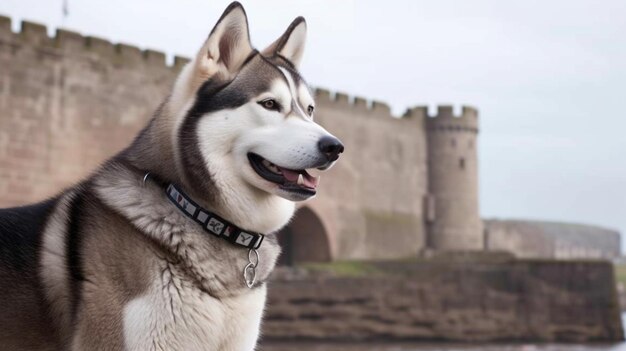 Un chien avec une médaille qui dit "je suis un chien"