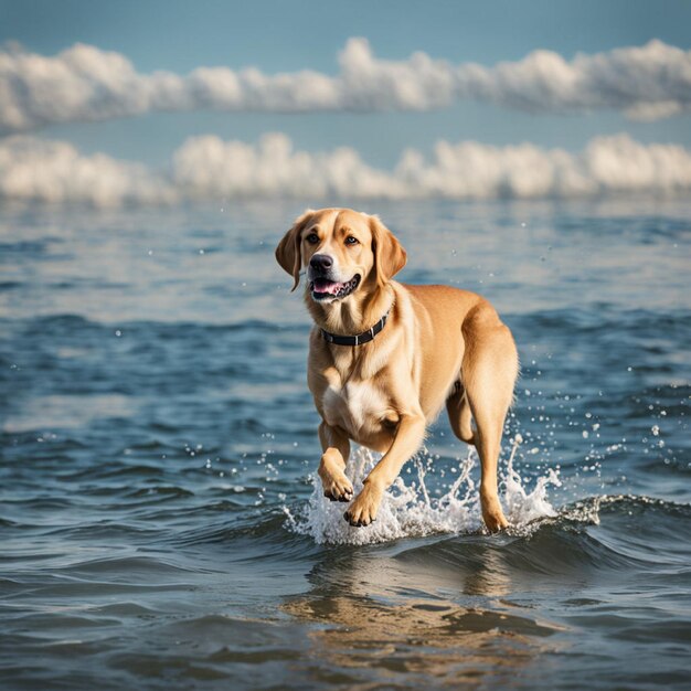 Un chien en mer