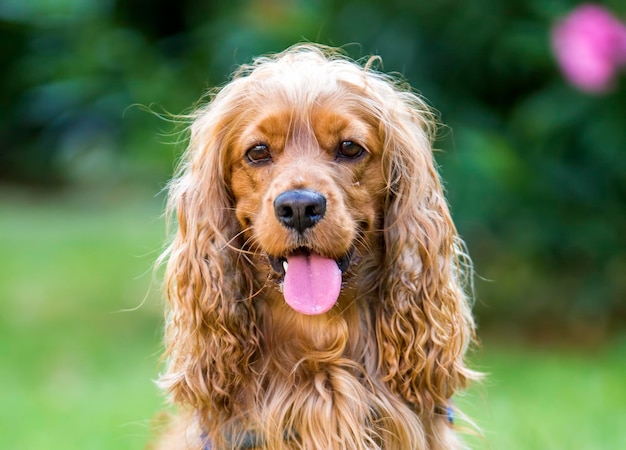 Chien mignon animal de compagnie dans le jardin