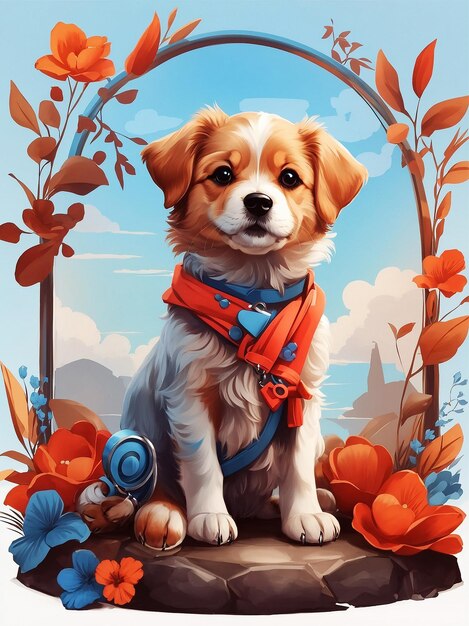 Chien mignon animal de compagnie vue clipart en esthétique