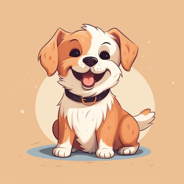 un chien mignon assis illustration de style vectoriel