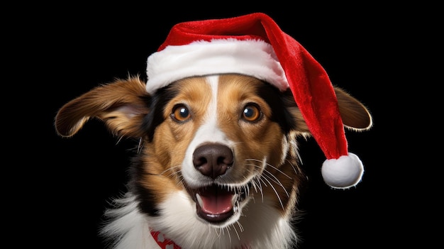 Chien mignon en bonnet de Noel créé avec la technologie Generative Al