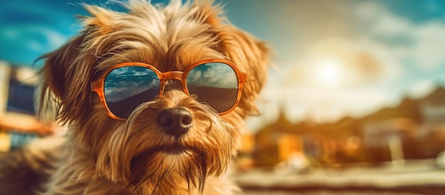 Chien mignon dans des lunettes de soleil Generative AI