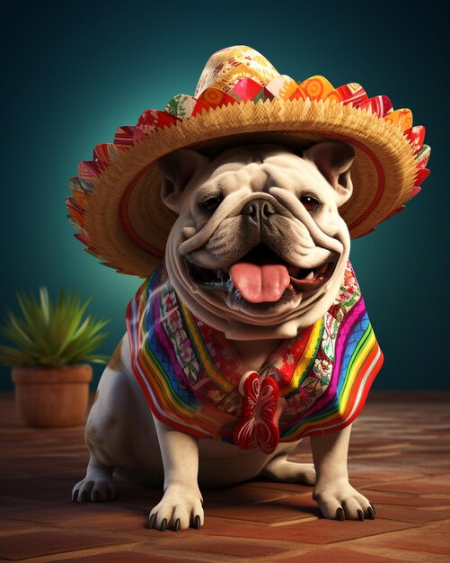 Chien mignon sur fond de Cinco de Mayo