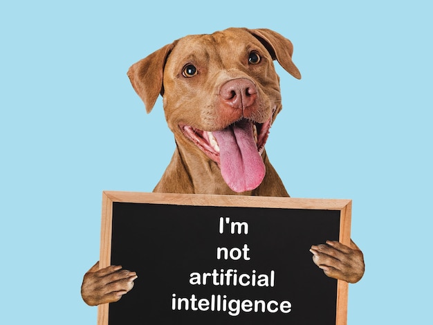 Un chien mignon et une inscription sur l'intelligence artificielle