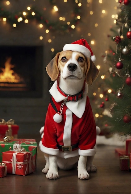 un chien mignon lors des fêtes de Noël