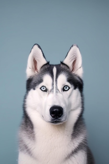 Chien mignon de la race husky pose