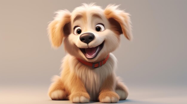 Chien mignon souriant isolé dans le style de rendu 3D