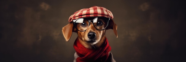 Un chien à la mode avec un chapeau élégant