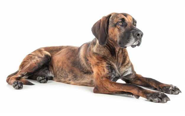 Un chien de montagne bavarois détendu allongé sa présence calme et son corps musclé créent une image paisible parfaite pour les dessins à thème d'animal de compagnie