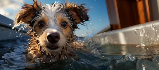 un chien mouillé se baigne dans le bain IA générative