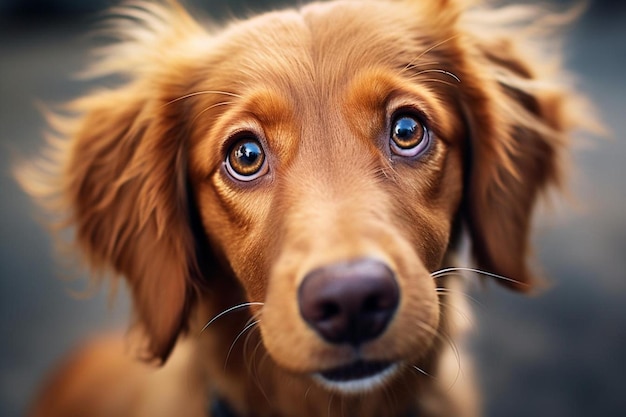 un chien avec un nez brun et un fond noir