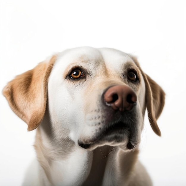 Un chien avec un nez brun et un nez noir isolé sur fond blanc