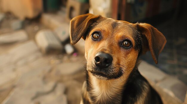 Photo un chien avec un nez brun et un nez noir et un visage brun et noir