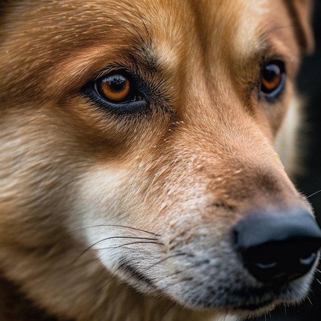 Un chien avec un nez brun et un nez noir.