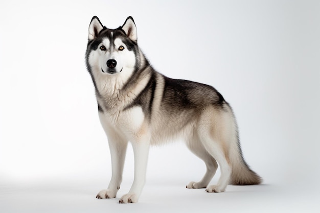 Un chien avec un nez noir et une fourrure blanche.