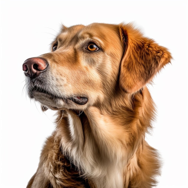 Un chien avec un nez rose et un nez marron