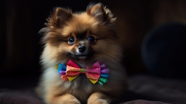 Un chien avec un nœud papillon