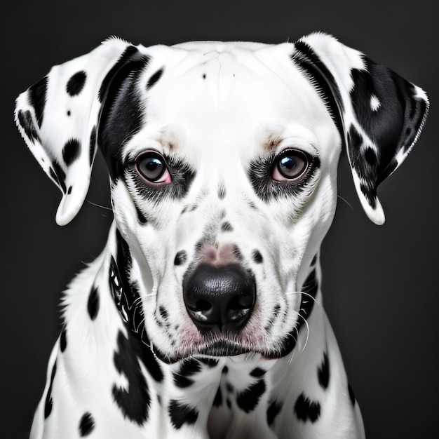 Un chien noir et blanc avec un collier noir et une tache rouge sur le visage.