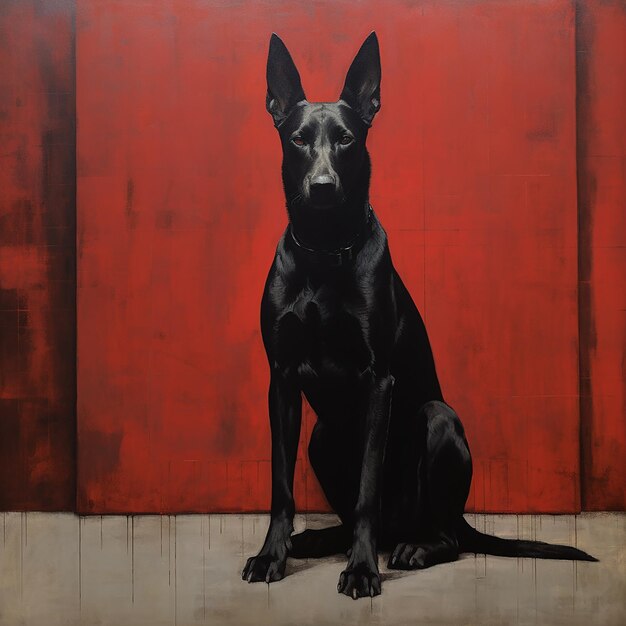 Le chien noir dans le style Mark Rothko