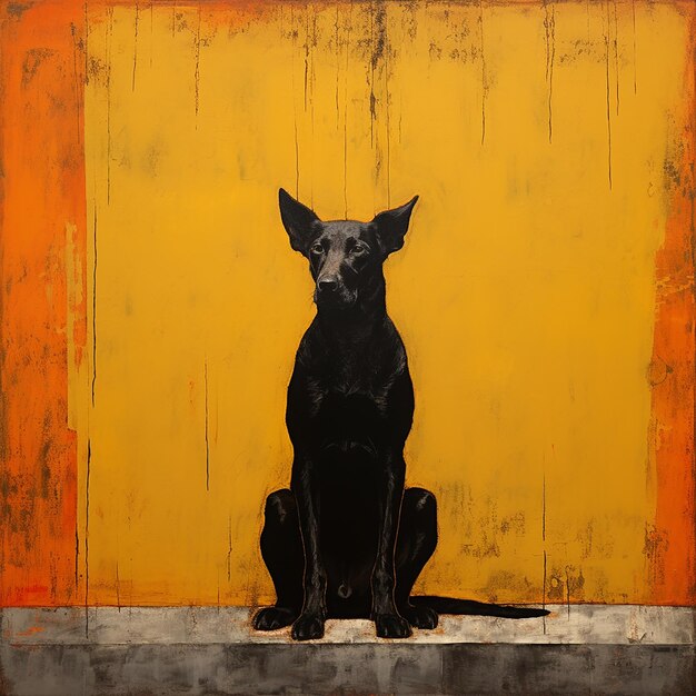 Le chien noir dans le style Mark Rothko