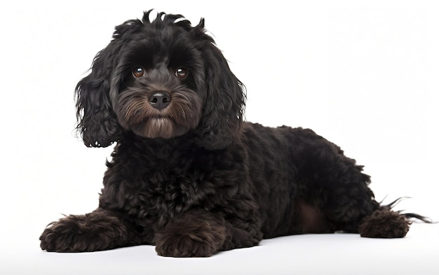 Chien noir sur fond isolé AI