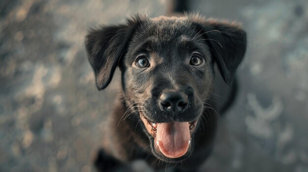 un chien noir avec une langue rose qui dit le chien