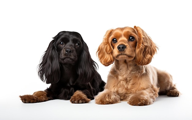 Chien noir et marron sur fond isolé AI