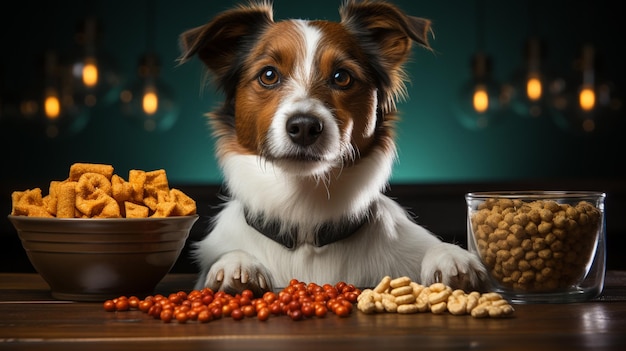 Photo un chien avec de la nourriture