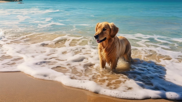 Chien de l'océan à la plage