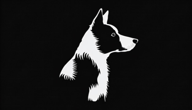 chien plat design d'icône moderne noir et blanc