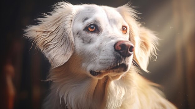 chien à poil long blanc