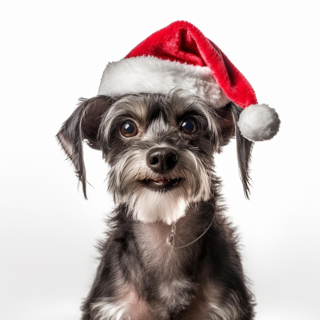 Un chien portant un bonnet de Noel