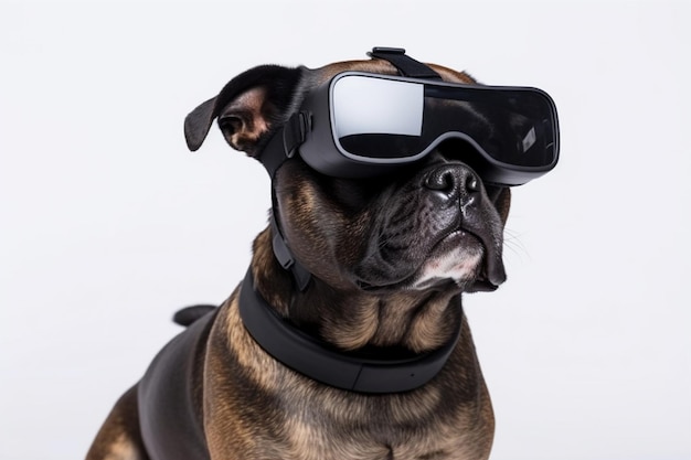 Un chien portant un casque vr