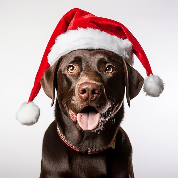 Un chien portant un chapeau de Noël