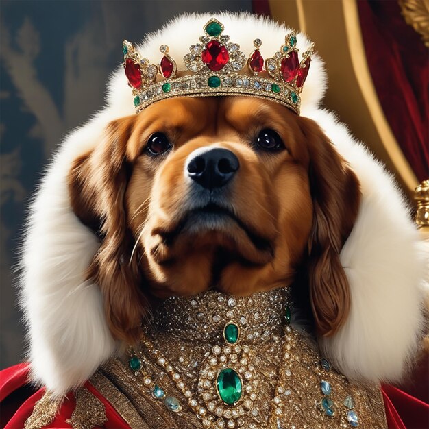 Photo un chien portant une couronne porte une couronne.